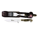 Image of Boker USA Arbolito Stag Fork &amp; Knife Set w/ Leather Sheath - 7.88 Overall Length