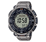 Image of Casio Outdoor Casio Pro Trek Solar Watch Triple Sensor Watching Featuring an Altimeter, Barometer, Digital Compass, Thermometer and 100M WR Titanium Band - Mens