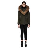 women's fitted coat with fur hood