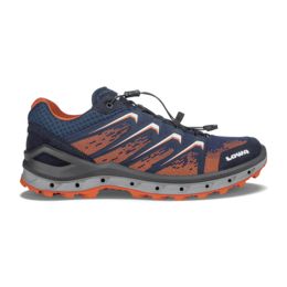 Lowa Aerox GTX Lo Surround Hiking Shoe - Men's, — Mens Shoe Size: 13 US, Gender: Male, Weight: 1.71 lb, Navy/Orange, Fabric/Material: Microfiber and Synthetic — 3106266910-NAVORG-M130