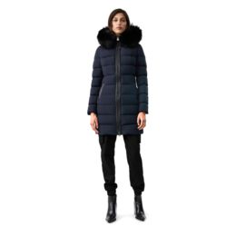 Mackage Calla Down Coat - Women's, Navy / Silverfox — Womens