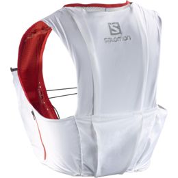 Salomon S-Lab Sense Ultra 8 Set Vest-White/Racing — Unisex Size: Extra Large, Age Group: Adults, Application: Running, Gender: — L39381400-XL
