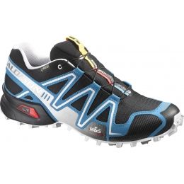 Salomon Speedcross 3 GTX Trail Running Shoe - — Mens Shoe 8 US, Mens Shoe Width: Medium, Color: Black-Blue-White, Male, Weight: 12 oz — slm0252-Black/Blue/White-Medium-8