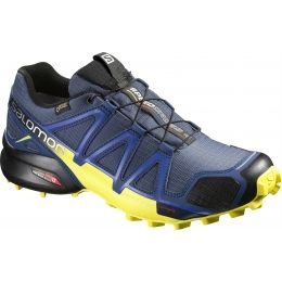 Salomon Speedcross 4 GTX Trail Running Shoe - — Mens Shoe Size: 12.5 US,  Mens Shoe Width: Medium, Color: Slateblue/Blue Depth/Corona Yellow —  L38311800-125