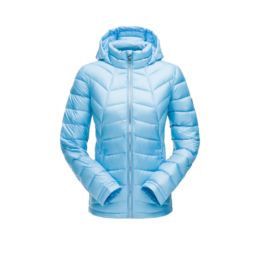 Spyder Syrround Hoody Down Jacket - Women's, Blue — Womens Clothing Size:  Medium, Apparel Fit: Regular, Gender: Female, Age Group: Adults —  182394451333P