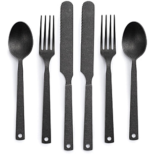 Barebones Matte Black 6-Piece Flatware Set