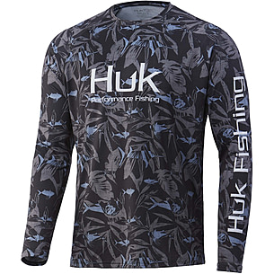 HUK Men Icon X Hoodie Fishing Shirt Sun Protection - Volcanic Ash