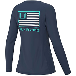Huk and Bars Pursuit Long Sleeve - Women's - Large,Sargasso Sea