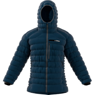 adidas mens terrex climaheat agravic down hooded jacket blue night