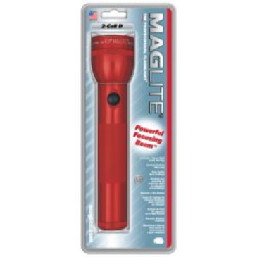 Maglite S2D036 2 Cell D Flashlight Red-Blister Pack 
