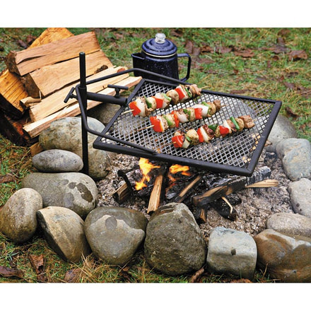Adjust-A-Grill Outdoor Camping Grill, 16x16in, Black, 13570
