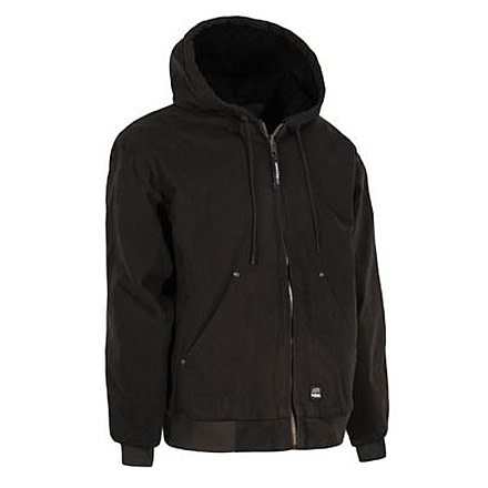 Berne Original Washed Hooded Jacket - Quilt Lined- - Mens, Black, Small, Regular, 92021367491