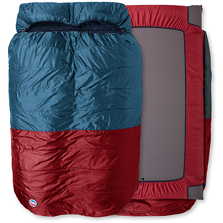 Big Agnes Sleepy Bear 35 Doublewide Speeping Bag, 35 Fahrenheit/ 2 Celsius, 2-Person, Fits Up To 6 ft 6 in/ 198 cm, Blue/Red, BDWSB3521