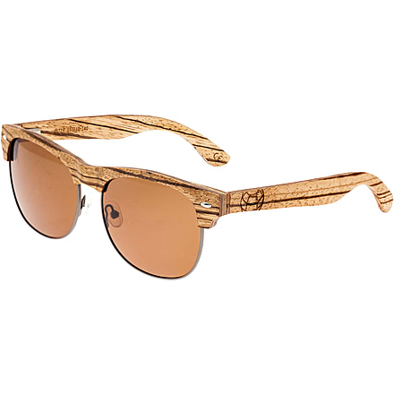 Earth Wood Moonstone Sunglasses, Zebra Frame, Brown Lens, Polarized, One Size, ESG017ZR