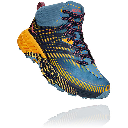 Hoka Speedgoat 2 Mid GTX Hiking Shoes - Womens, Provincial Blue / Saffron, 11, 1106533-PBSF-11