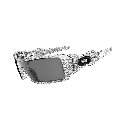 Oakley Oil Rig White Frame w/ Text Print Paint - Grey Lenses Men's Sunglasses 03-461