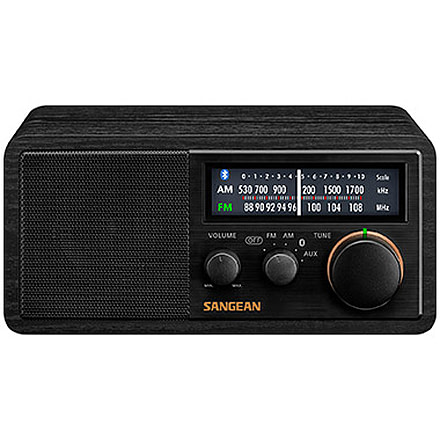 Sangean AM / FM / Aux-in / Bluetooth Wooden Cabinet Radio, Black, SG-118