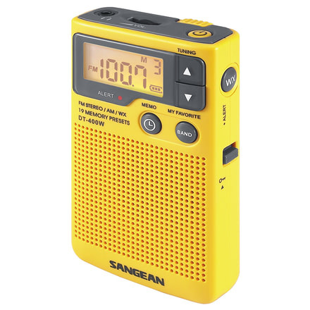 Sangean AM/FM/NOAA Weather Emergency Alert, Speaker, Digital Tuning, Yellow DT-400W
