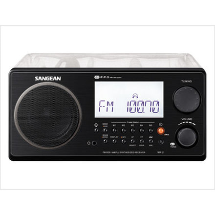 Sangean AM/FM RDS Digital Tuning Clock/Alarm w/Multi Function Remote, Clear, Large, WR-2CL