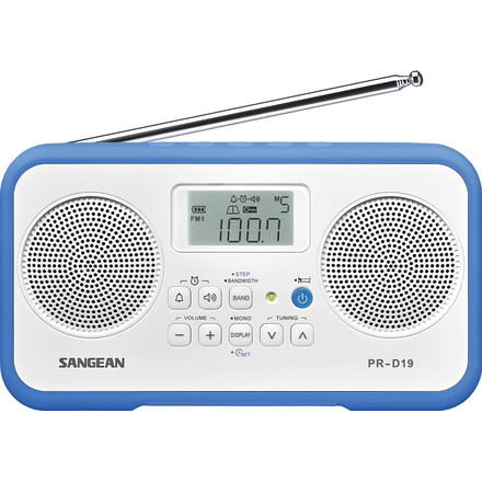 Sangean PR-D19 FM Stereo/AM Portable Radio, White/Blue PR-D19BU