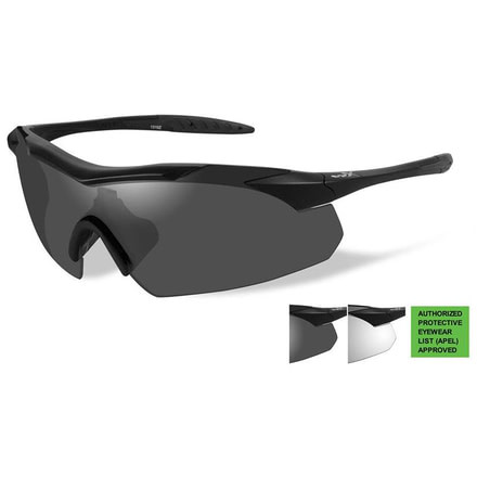 Wiley X Vapor Safety Sunglasses, APEL Approved 2 Lens Package, 1 Matte Black Frame w/Smoke Grey, Clear Lens, CH3501