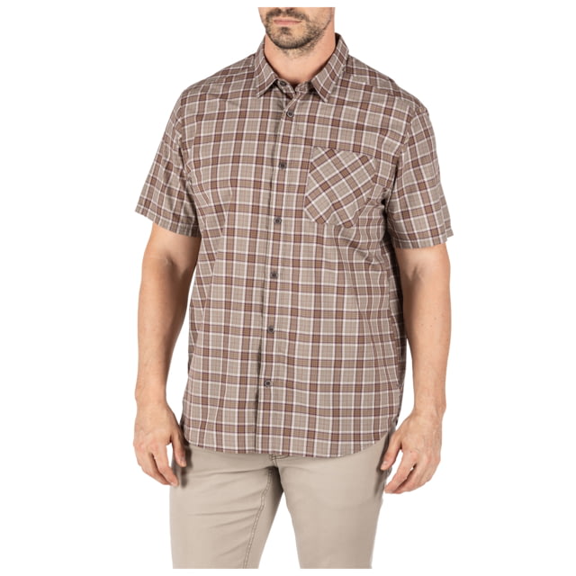 5.11 Tactical Carson Plaid Short Sleeve Shirt Stone Plaid