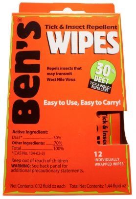 Ben's 30 Tick and Insect Repellent Wipes 12 Pack Orange