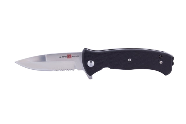 Al Mar Knives Mini S.E.R.E. 2020 G Series Folding Knife Spring Assist D2 3 in Combo G10 Black