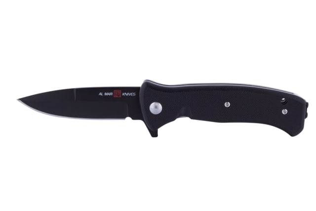 Al Mar Knives Mini S.E.R.E. 2020 Night G Series Folding Knife Spring Assist D2 58HRC Ti-Black 3 in Traditional G10 Black