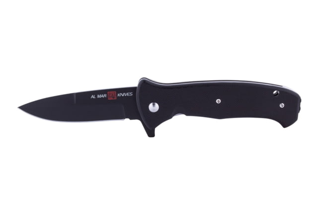 Al Mar Knives S.E.R.E. 2020 Night G Series Folding Knife Spring Assist D2 Ti-Black 3.6 in Traditional G10 Black