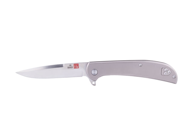 Al Mar Knives Ultralight Titanium Series Folding Knife Falcon Frame Lock D2 58HRC Satin 3.15 in Traditional TC4 Handle Silver