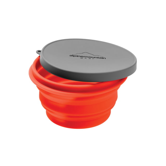 Alpine Mountain Gear Small Collapsible Silicone Container with Lid and Eyelet for hanging Red