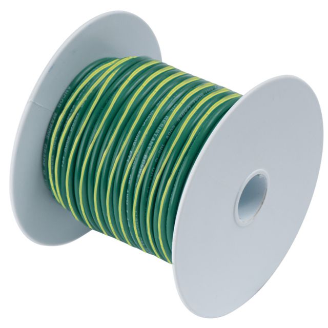Ancor Green w/Yellow Stripe 10 AWG Tinned Copper Wire - 1000'