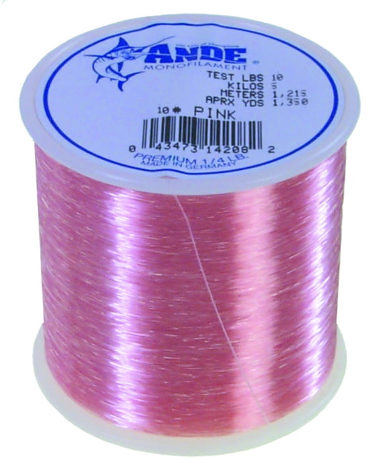 Ande Line Premium Mono Line 1/4lb Spool 10lb 1350yd Pink