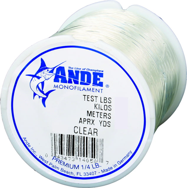 Ande Line Premium Mono Line 1/4lb Spool 125lb 75yd Clear