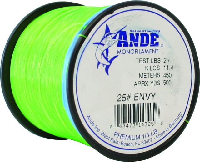Ande Line Premium Mono Line 1/4lb Spool 25lb 500yd Green Hi-Vis
