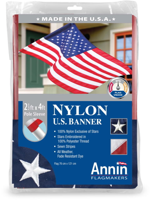 Annin Flags US Nylon Banner Red/White/Blue 2.5ft x 4ft