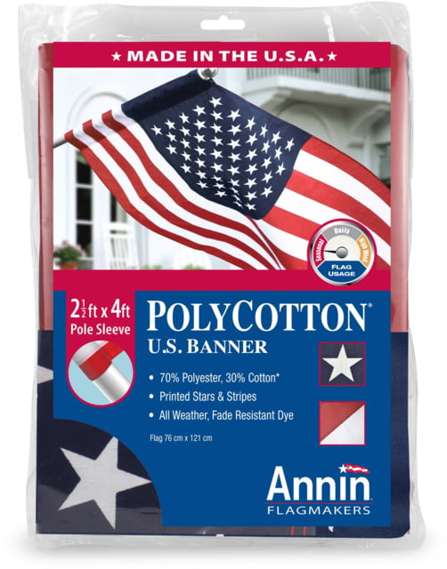 Annin Flags US Polycotton Banner Red/White/Blue 2.5ft x 4ft