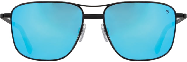 AO Airman Sunglasses - Men's Matte Black SunFlash Blue Mirror AOLite Nylon Lenses Matte Black / SunFlash Blue Mirror Lens 56-15-145