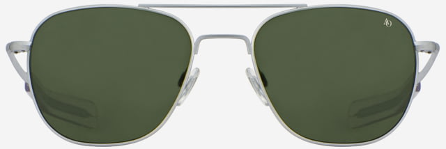 AO Original Pilot Sunglasses Silver Frame Calobar Green SkyMaster Glass Lenses Bayonet Temple Polarized 52-20-140
