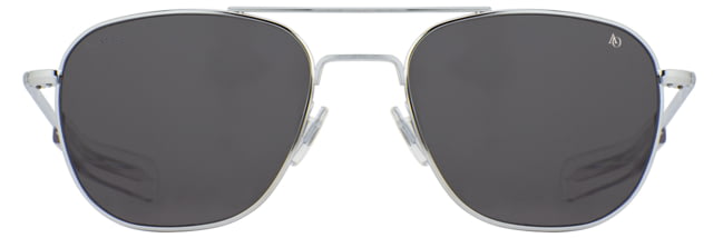 AO Original Pilot Sunglasses Silver Frame 57 mm True Color Gray AOLite Nylon Lenses Bayonet Temple Polarized 738921550037