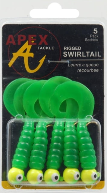 Apex Tackle Rigged Grubs 1/4oz Chartreuse/Green 5pk
