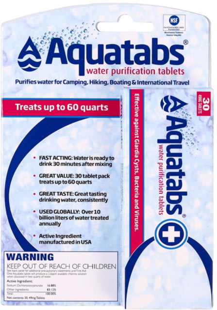 Aquatabs 8.5mg Water Purification Tablets x30 Retail Pack TAB30