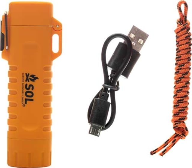 Survive Outdoors Longer Fire Lite Fuel Free Lighter w/Tinder Cord Lanyard Orange