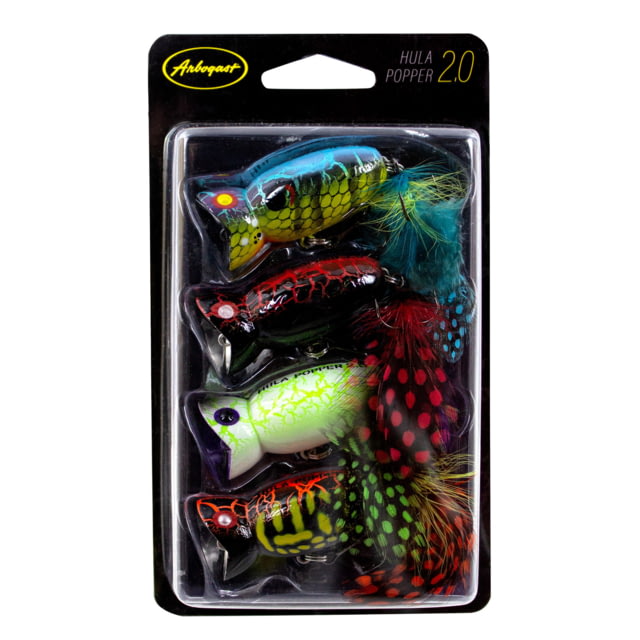 Arbogast Hula 2.0 Topwater Popper Lure Kit - 4 Pack 2 1/2in 3/8oz Hula Popper