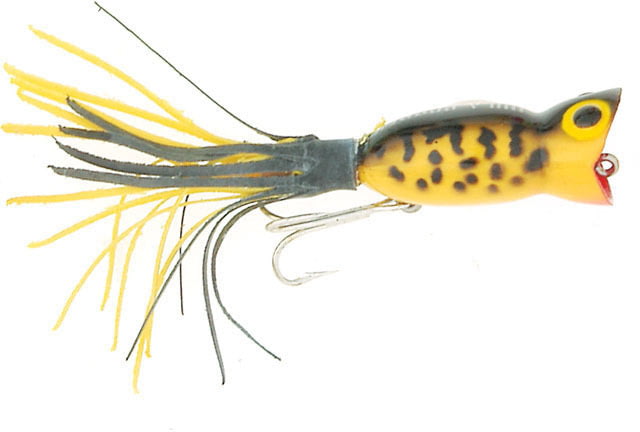 Arbogast Hula Popper Topwater Popper 1 3/4in 1/4 oz Floating Yellow Coachdog