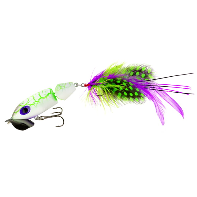 Arbogast Jointed Jitterbug 2.0 2 1/2in 3/8oz 6 Feather Treble White Zombie