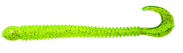 B-Fish-N AuthentX Ringworm Worm 10 4in Chartreuse-Silver Flake/White Core