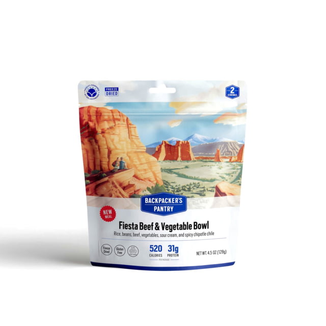 Backpacker's Pantry Fiesta Beef and Vegetable Bowl Dehydrated Food 520 Cal 31g Protein Natural 4.5 oz