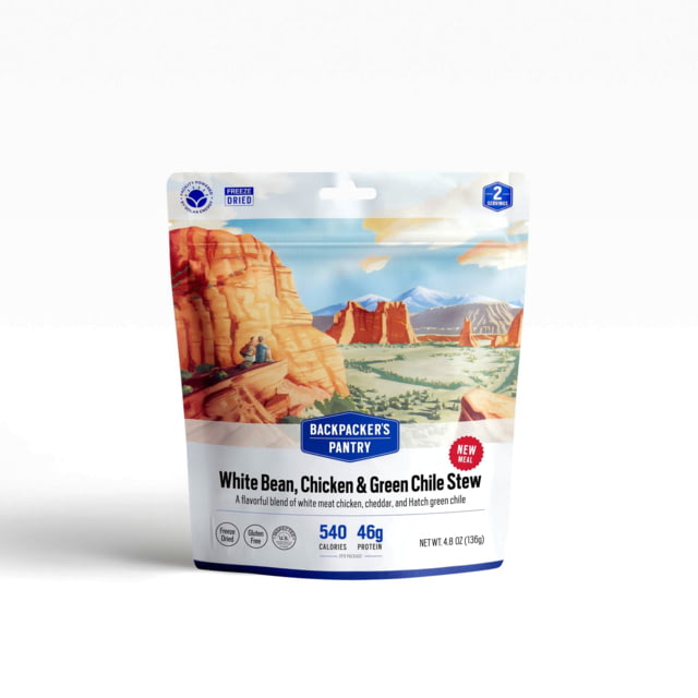Backpacker's Pantry White Bean Chicken & Green Chile Stew Dehydrated Food 540 Cal 46g Protein Natural 4.8 oz